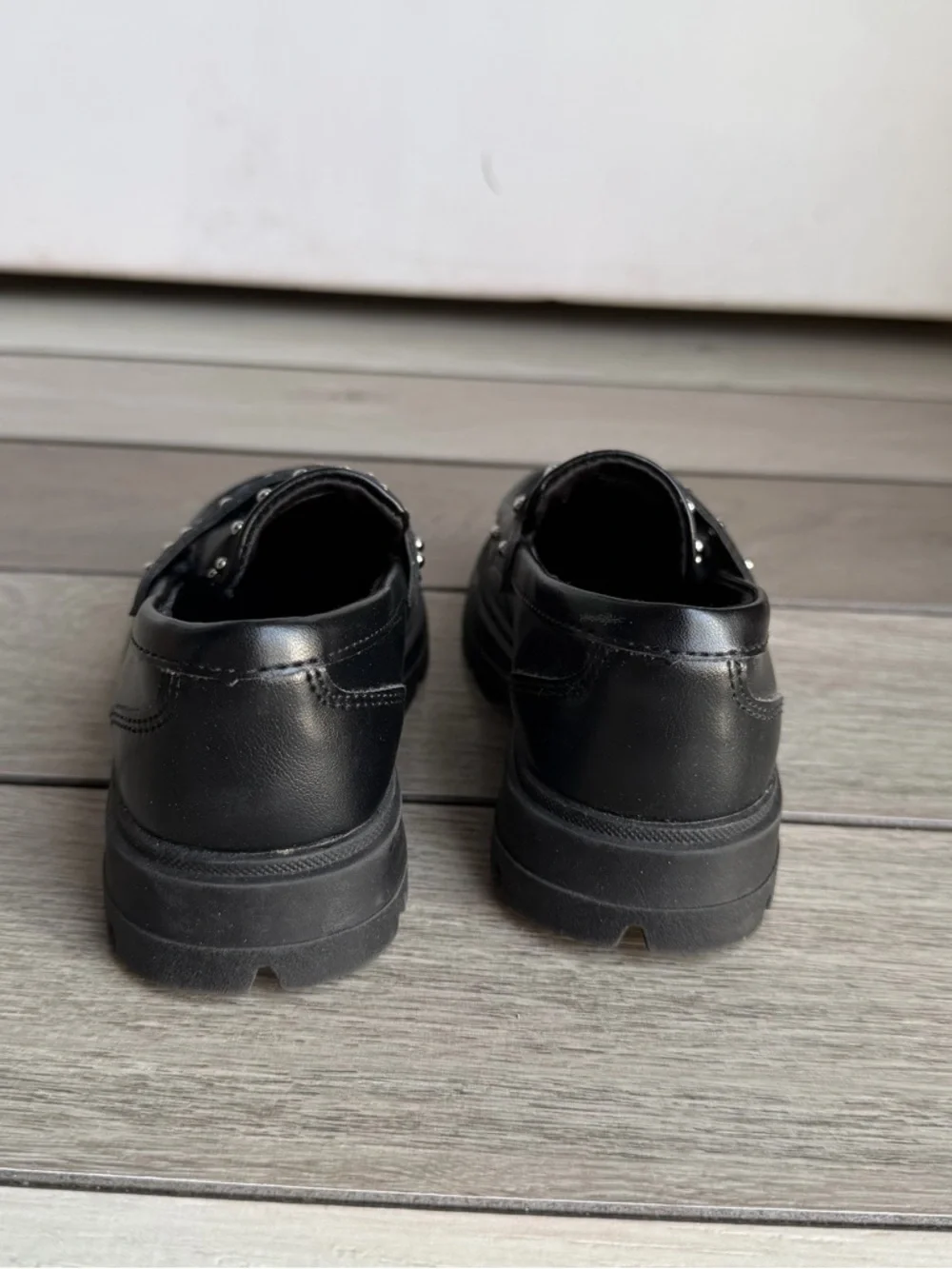 Zara Black Studded Lug Sole Loafers